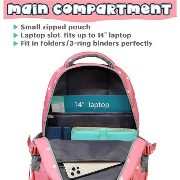 Travel Backpack Girls Pink Bookbags Kindergarten Primary Elementary School Bags - Picture 3 of 7